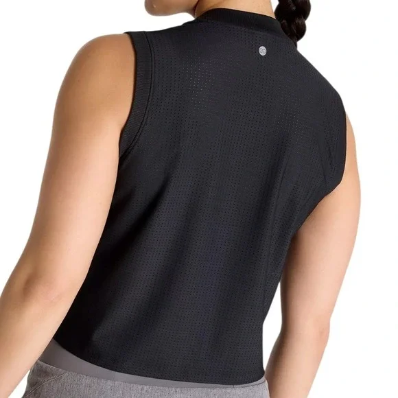 CALIA Womens Open Mesh Mock Neck Tank Top Black Workout Athletic Small Gym New - Picture 5 of 13